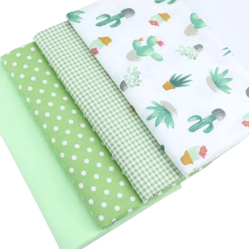 Syunss Green Cactus Grid Dot Printed Cotton Fabric DIY Tissue Patchwork Telas Sewing Baby Toy Bedding Quilting Tecido The Cloth | Дом и сад