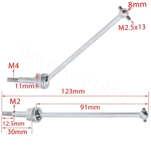 2pcs FR стальной Универсальный приводной вал для RC 1:10, Электрический Himoto E10XT E10XTL Katana Truggy, запасные части 33604