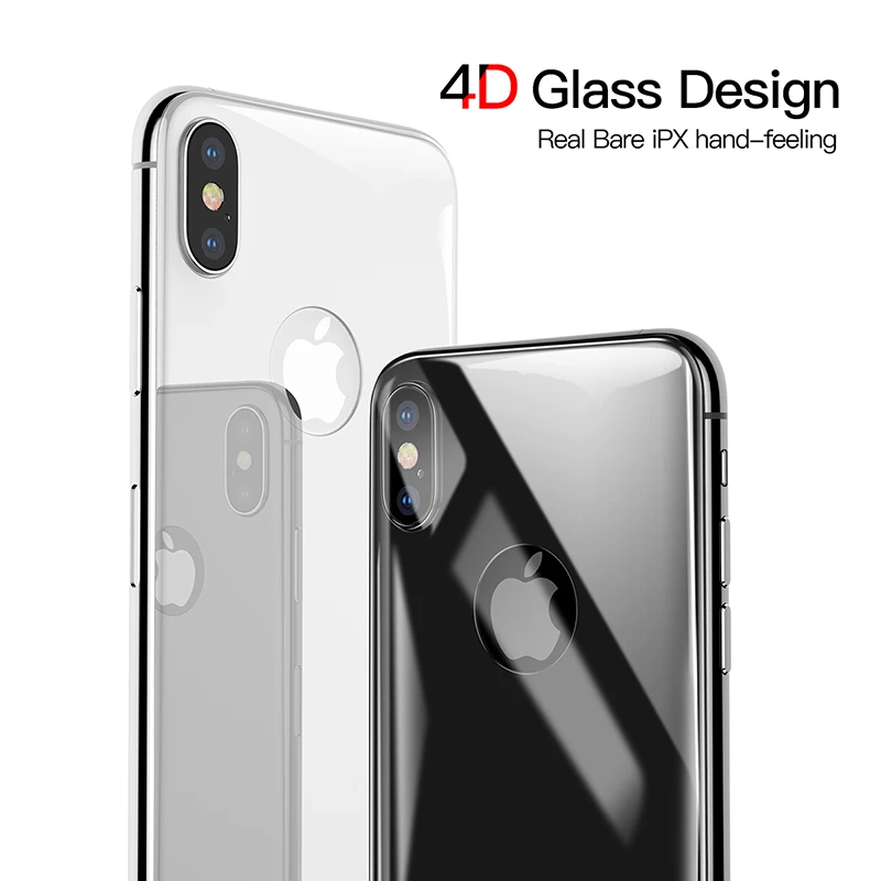 Защитная пленка Baseus для задней панели iPhone X закаленное стекло 4D