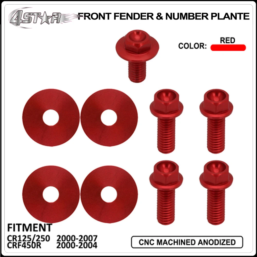 front fender Мотоцикл CNC переднее заднее крыло радиатор кожух вилка охранники сиденья боковые панели Винт Набор для HONDA CR125 CR250 00-07 CRF450R 00-04 - Цвет: front fender