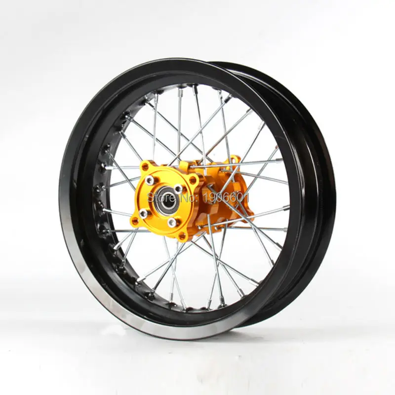 Ободы Pit bike 15 мм отверстие 2 50 12 дюймов и 3 00x12 переднее заднее колесо с золотым CNC