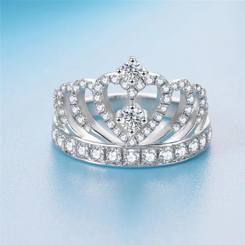 Женские кольца ROMAD Tiara из кубического циркония с полым сердечком и стразами