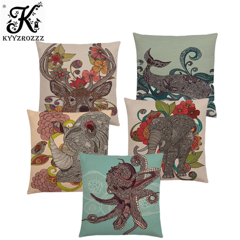 

Hinduism Style Cushion Cover Mandalas Floral Animals Flower Deer Elephant Whale Bee Pig Pangolin Squirrel Frog Sofa Pillow Case