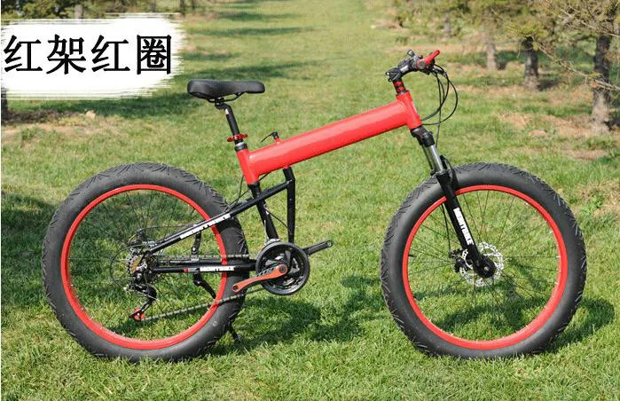 Kalosse 26*4.0inch snow bike Folding fat bicycle mountain 21/24/27/30 speed 26er Beach Hydraulic brakes | Спорт и развлечения