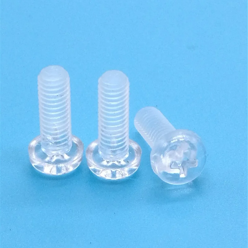 Transparent 50 шт. M2 M3 M4 метрические резьбовые черные белые прозрачные нейлоновые пластиковые крестовые круглые болты Phillips длина 5 мм-30 мм - Цвет: Transparent