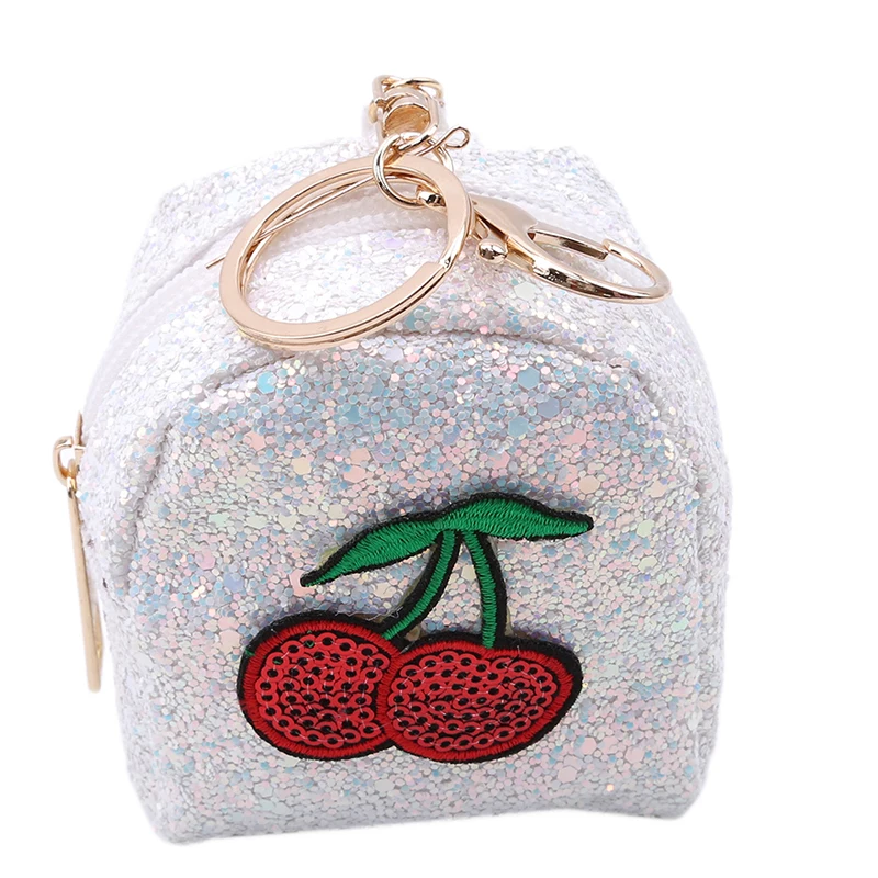 Блестки брелок Кошелек для монет вишня блёстки портмоне девочек маленькая сумка