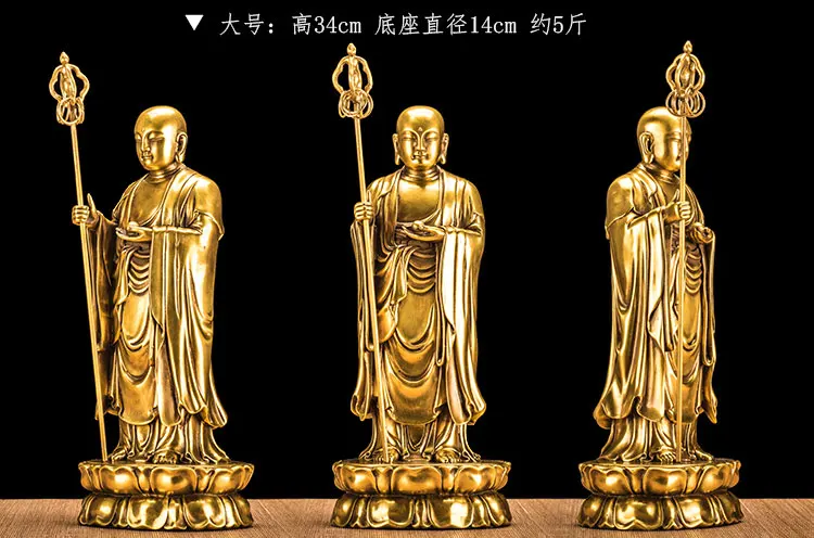 TOP GOOD large Ksitigarbha Bodhisattva Buddha figure # Buddhist HOME family  Protection FENG SHUI copper Sculpture statue  34CM