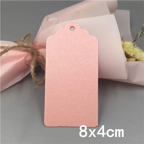 8x4cm Pink 100 шт. крафт Бумага ручной работы одежды бирки, свадьба, стаканчики для вечеринки, подарков Упаковочная этикетка бирок для подарков, код Примечание ценники - Цвет: 8x4cm Pink