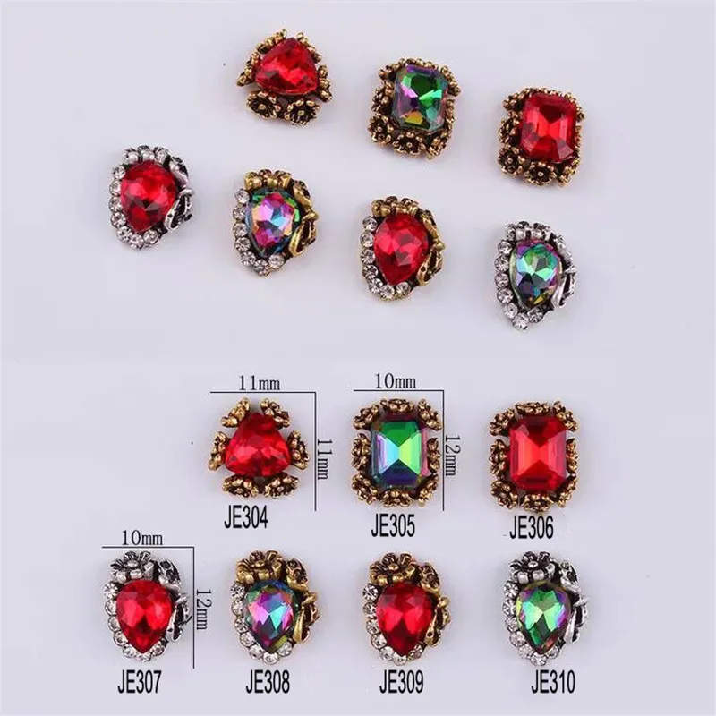 

50PCS Nail Rhinestones Glitter Ruby Charms Jewelry Crystal Rhinestone Gem For Nails Art Decorations Manicure Tools JE304-310