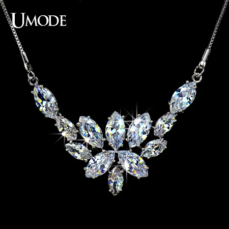 

UMODE 'Blossoming of Love' Marquise-cut CZ simulated CZ Stone Bridal Pendant Necklace UN0022
