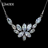 umode blossoming of love marquise cut cz simulated cz stone bridal pendant necklace un0022