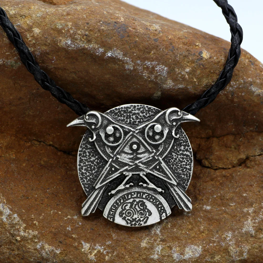 Norse Alknut futark тройной рожок Triskele Huggin Munnin Vikings NordicTalisman Odin's Raven In The Moon Подвеска