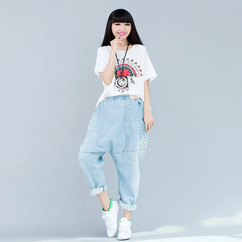 Весенняя женская одежда свободные джинсовые брюки женские штаны для отдыха с