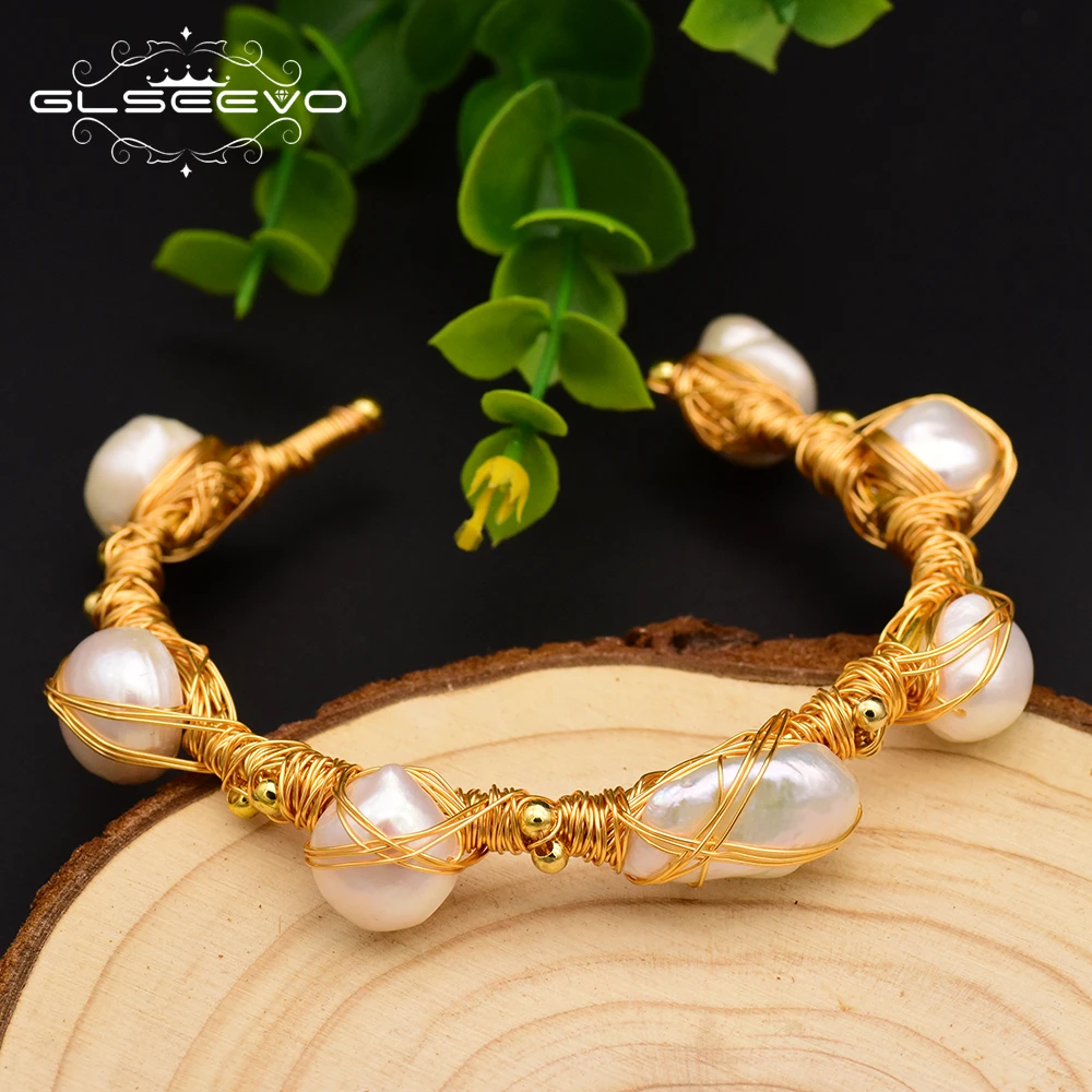 GLSEEVO натуральный пресноводный жемчужные браслеты барокко для женщин вечерние