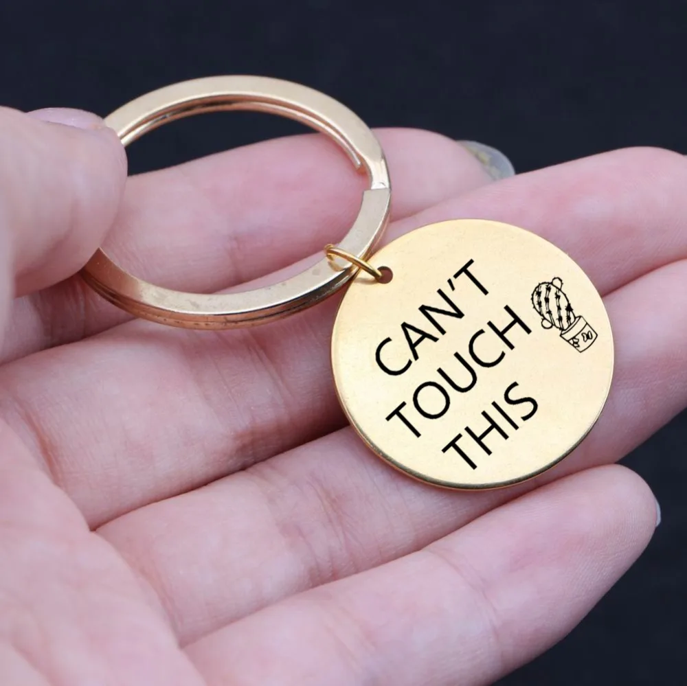Engraved Can't Touch This cactus key chains gift for couples lover's keyring tag charm family friends car driver | Украшения и