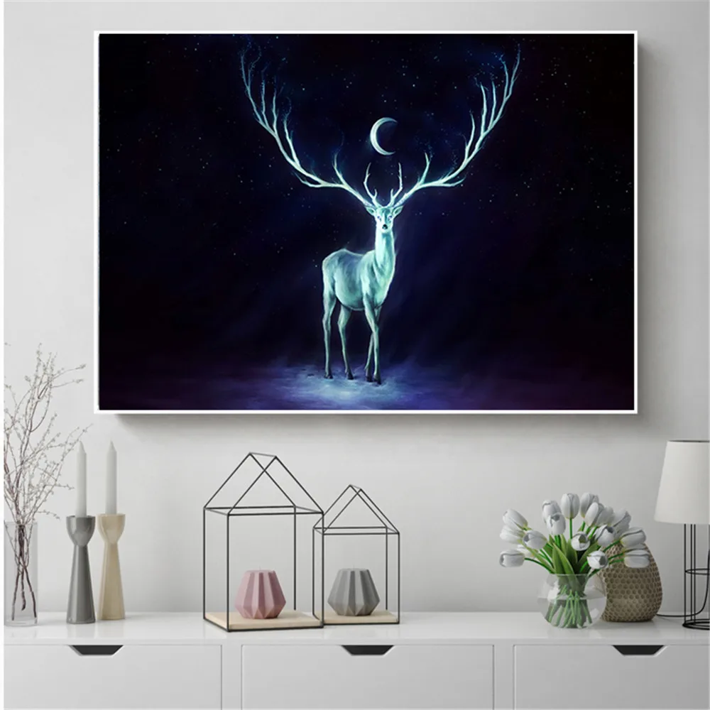 Современный минималистичный плакат в виде Сики оленя Луны детское украшение