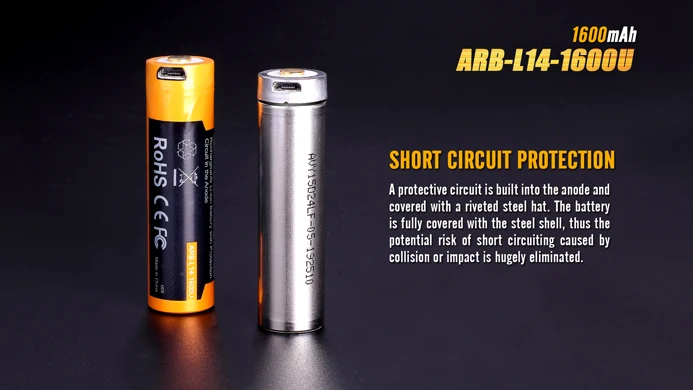 

Fenix ARB-L14-1600U Micro-USB charging port charging AA Short circuit protection battery