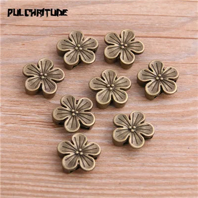 antique bronze 10 шт. двухцветные Цветочные переходники для колесных дисков слайдер разделитель для украшения материал прокладки для изготовления ювелирных изделий для 10 мм кожаный шнур - Цвет: antique bronze