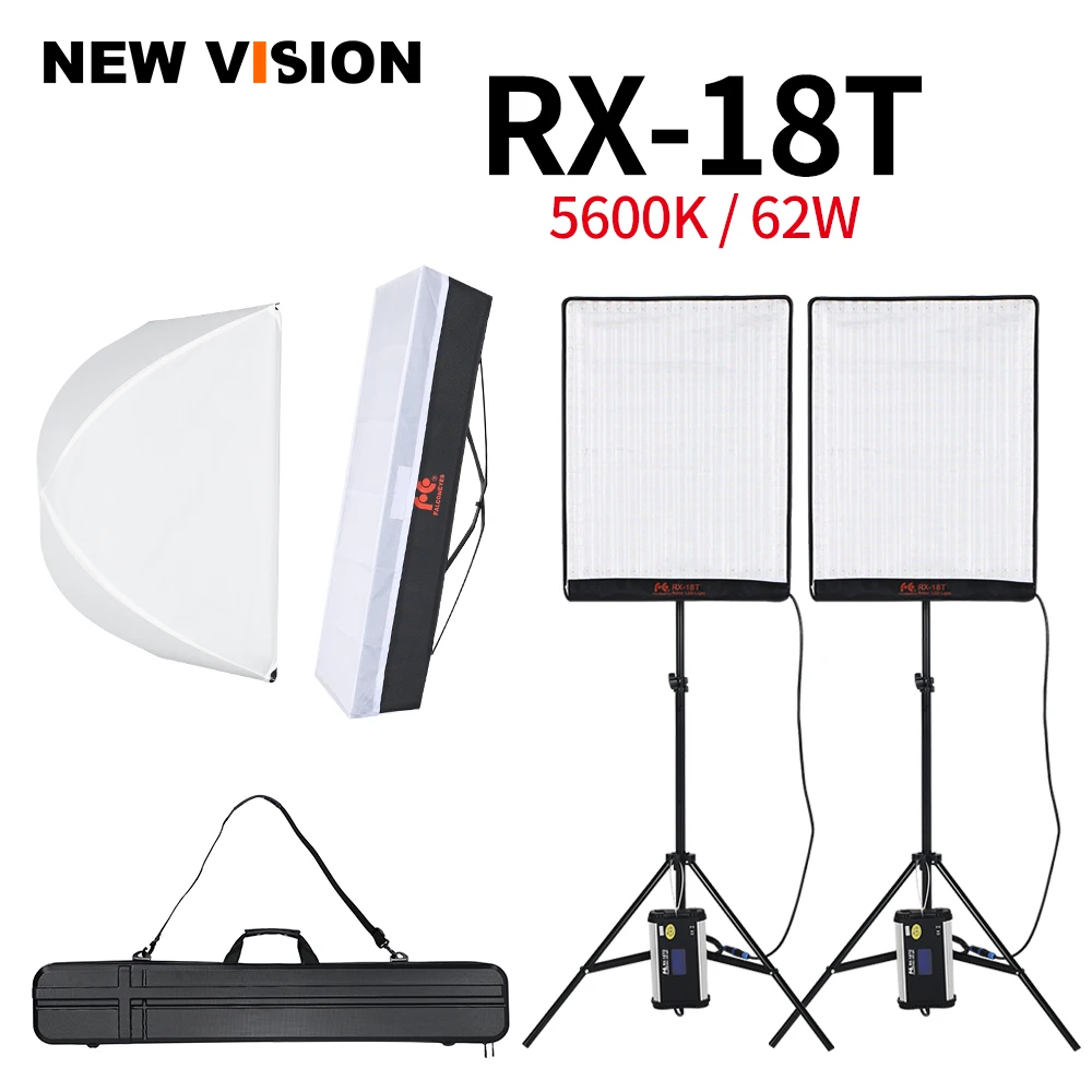 Falcon Eyes 2pcs RX-18T 62W 504pcs LED s CRI93 rollabel Video светильник Cloth Lamp with Diffuser + stand Outdoor Carry Bag |