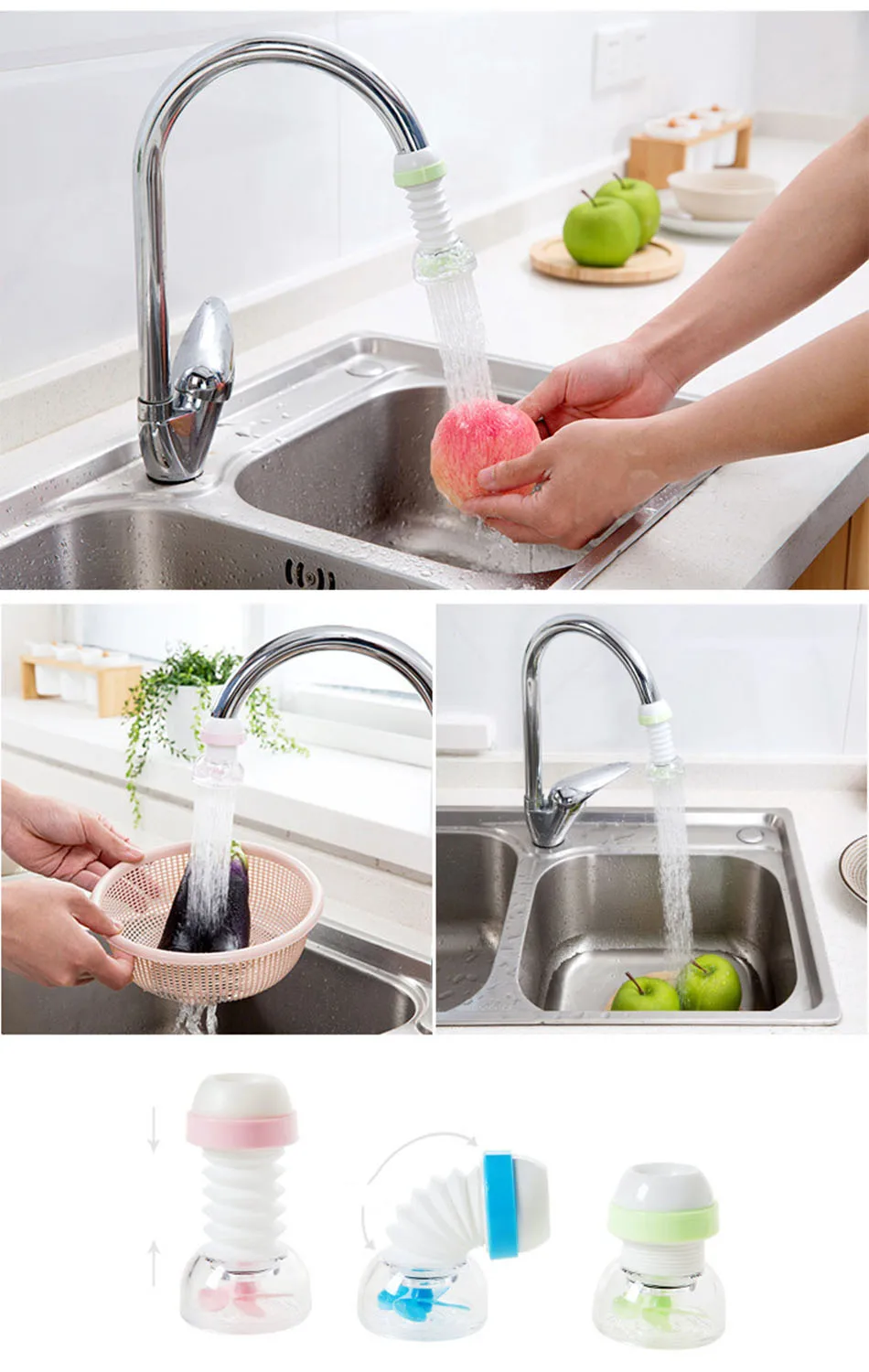 Boxi Adjustable 360 Degree Rotation Faucet Aerator Tap Head Filter Flexible Kitchen Water Saver Shower Head Kitchen Accessories
