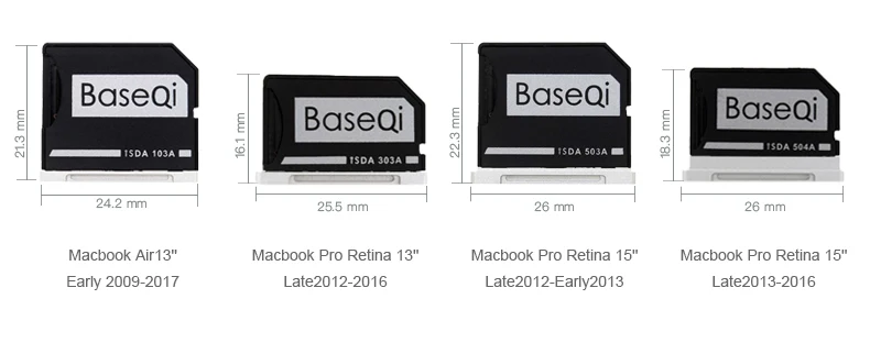BASEQI Алюминиевый адаптер MicroSD карты/считыватель 103a для Macbook Air 13''