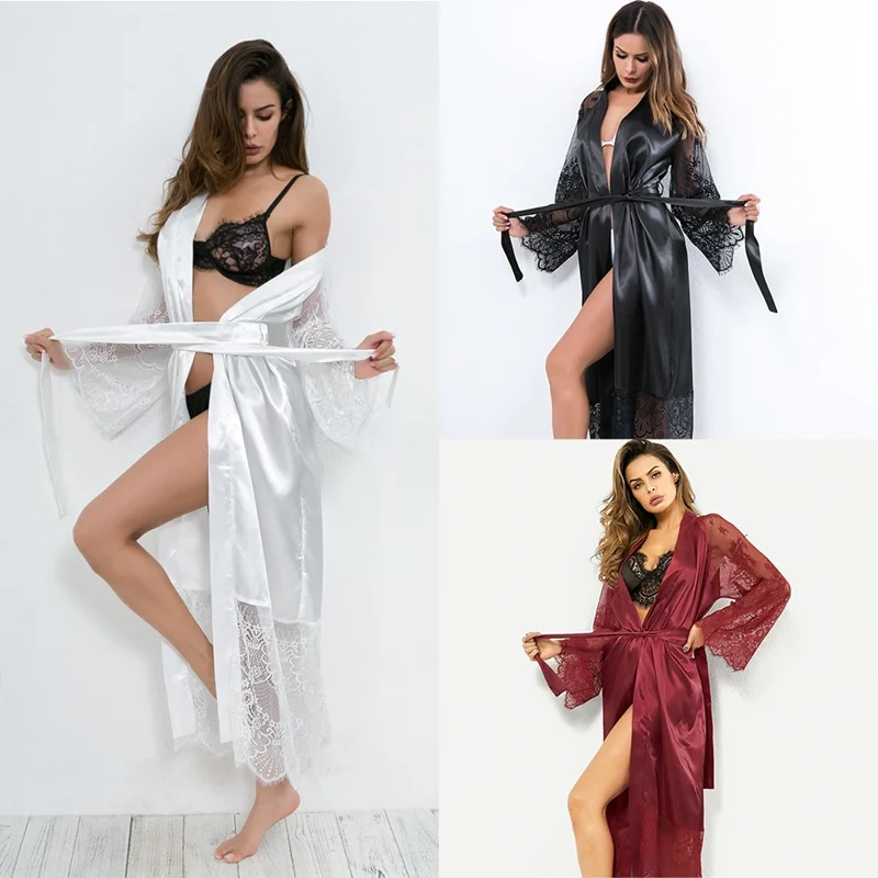 Liva Girl 2019 Y123 Сексуальная шелковая длинная кружевная пижама с длинными