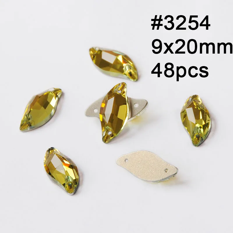 Leaf 9X20mm 48pcs Мульти размер светлый топаз пришить стразы шитые стразы кристаллы для шитья для свадебного платья одежда - Цвет: Leaf 9X20mm 48pcs