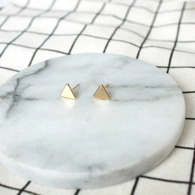 Женские Треугольные Серьги гвоздики золотистые и Серебристые серьги в западном
