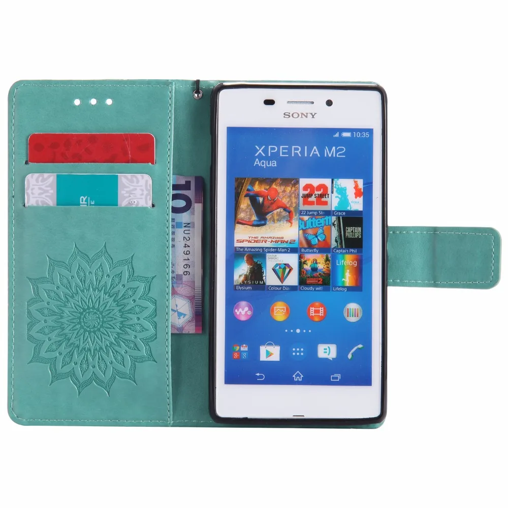 Чехол-книжка с бумажником для Sony Xperia M2 S50h Dual D2302 D2303 D2305 D2306 чехол 3D-чехол подставкой