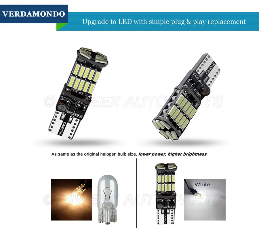 

1 Pcs T10 W5W Auto LED Canbus 194 501 26 SMD 4014 No Error Car Interior Dome Reading License Plate Lamp 12V Instrument Lights