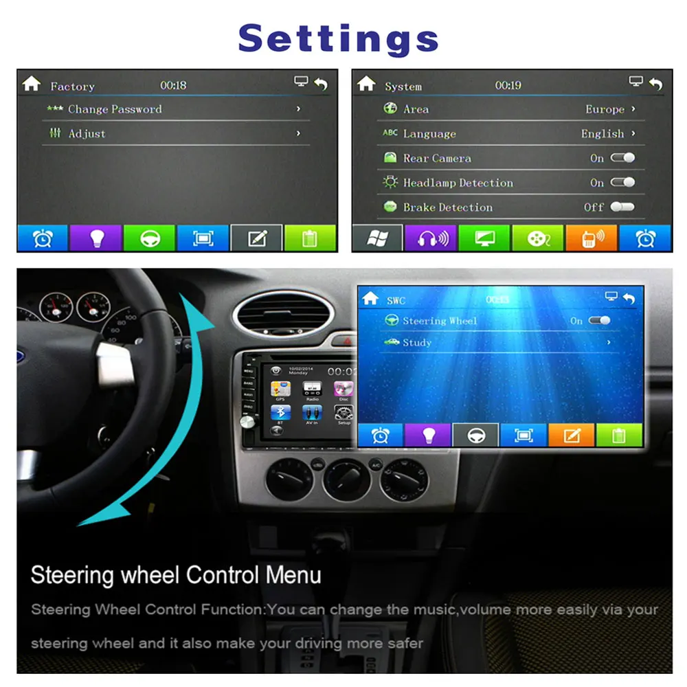 Podofo автомобильный dvd плеер gps радио Bluetooth 2 din FM/USB/SD мультимедийный сенсорный экран