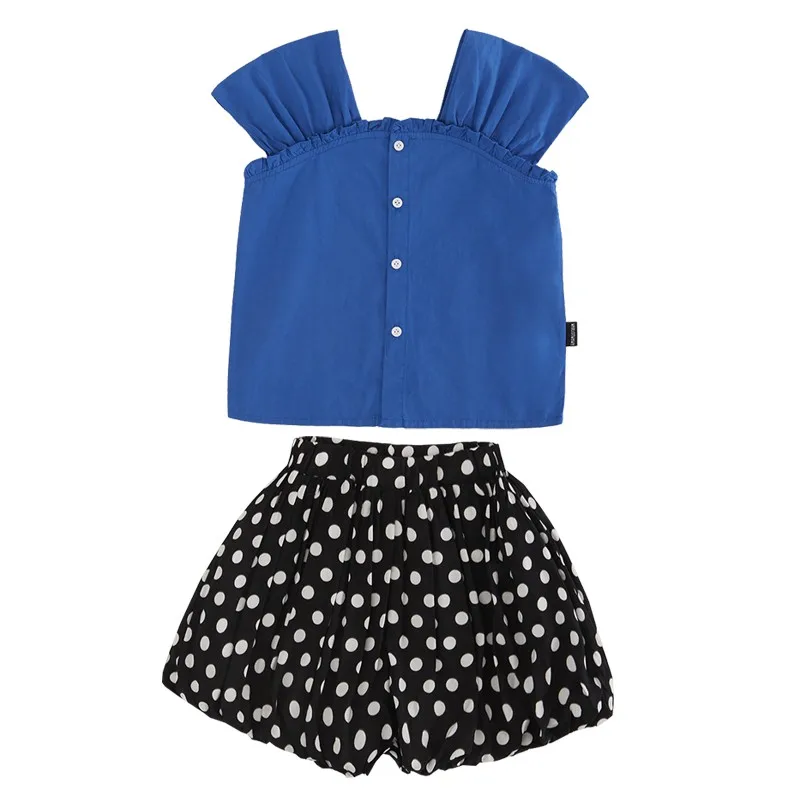 Одежда для подростков комплекты девочек футболки + шорты в горошек детей 6 8 10 12