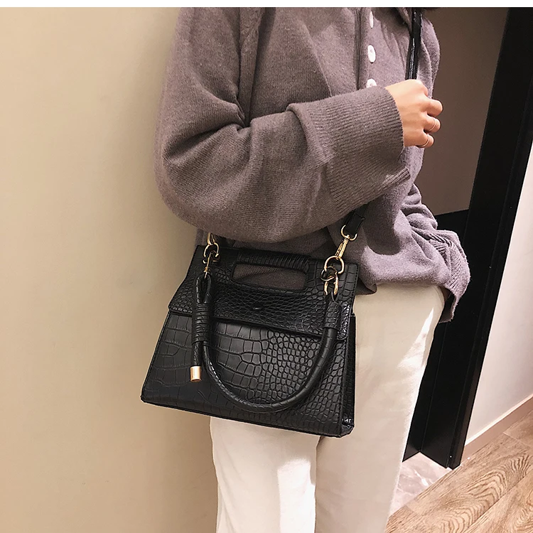 Европейская модная дама Tote Сумка новая качественная женская дизайнерская сумка из искусственной кожи с крокодиловым узором сумки через плечо