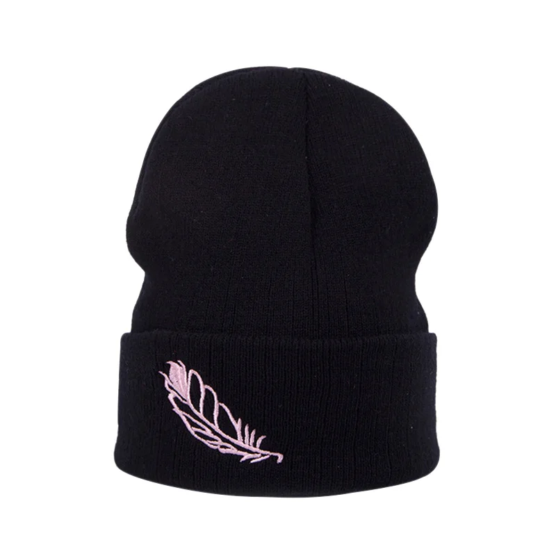 Зимняя вязаная шапка вязаные шапки шапочки Новые Популярные Зимние Лыжные перо