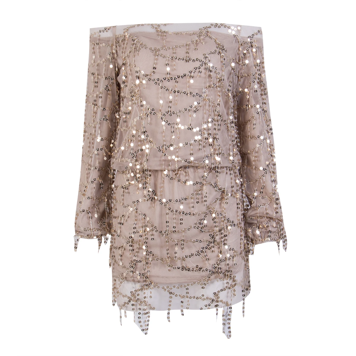 Сексуальное женское мини-пляжное платье с блестками и кисточками открытой