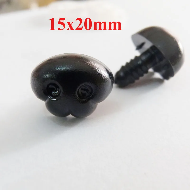 15x20mm 60 шт.-7x10 мм/12x15 мм/14x18 мм/15x20 мм/17x22 мм/18x24 мм черная игрушка нос животных пластиковые безопасные носики и жесткая Шайба-Размер - Цвет: 15x20mm