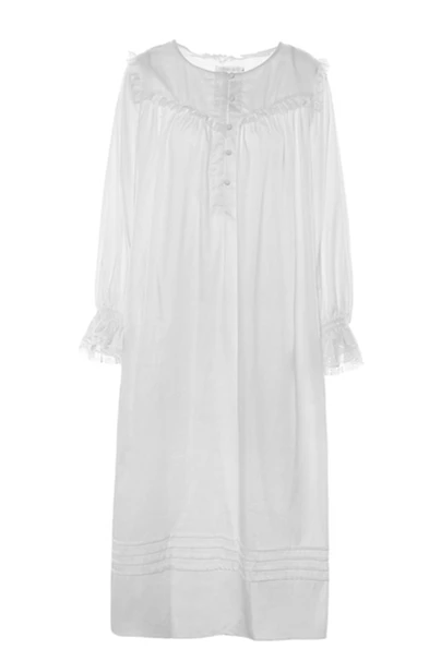 cotton white Женская ночная рубашка в стиле ретро, Элегантная ночная рубашка, женская ночная рубашка в винтажном стиле, белая ночная рубашка - Цвет: cotton white