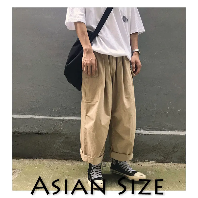 Privathinker Summer Casual Pant Mens Sweatpants Streetwear New Fashion Baggy Cargo Pants Elasticity Joggers Trousers - Цвет: Khaki(AsianSize)