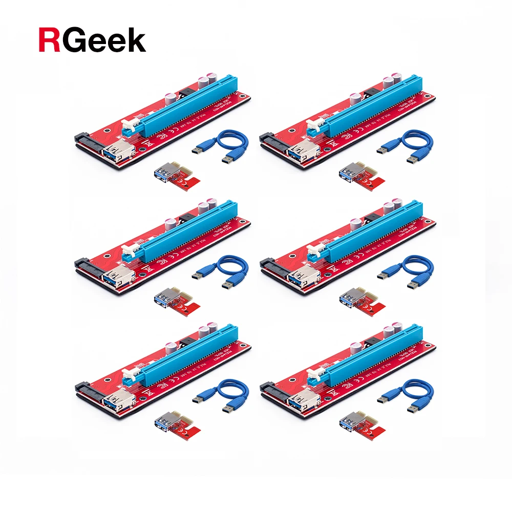 райзер для видеокарты pci e 16x майнинга Красный 60 см PCIE PCI Express 1x до Райзер карта USB3.0