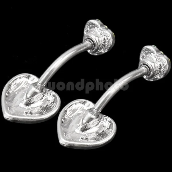 Refaxi 2x Belly Navel Button Green Heart Shape Ring Crystal Rhineston Stainless Steel | Украшения и аксессуары