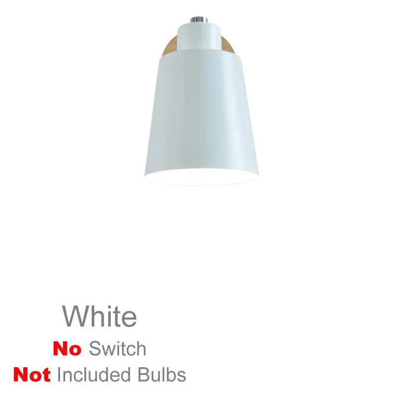 White no switch Современный деревянный настенный светильник s прикроватный настенный светильник E27 с выключателем на молнии бра скандинавский настенный светильник для спальни 5 цветов 85-285 в - Цвет абажура: White no switch