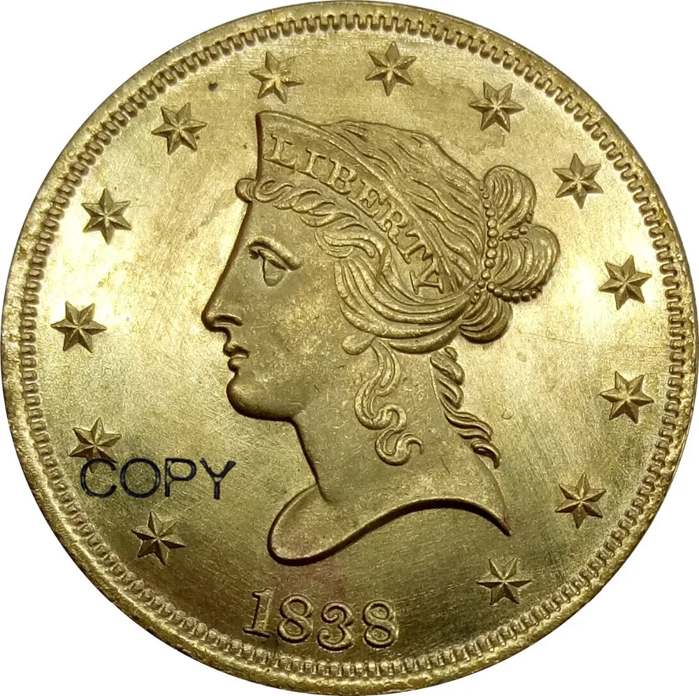 США 1838 голова свободы без девиза над орлом 10 десять долларов коронета Орла