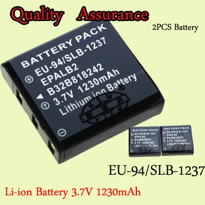 High Capacity 2PCS Battery For Camera 3.7V EU-94 /SLB-1237 EU 94 /SLB 1237 Replacement | Электроника