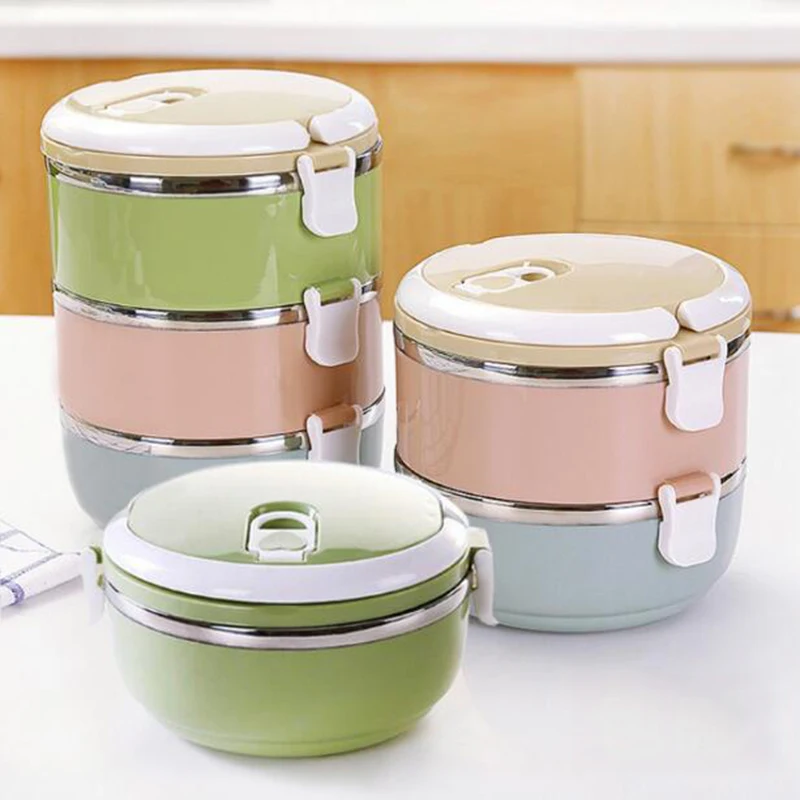 Stainless Steel dinnerware Sets Portable instant noodles bowl Food Thermo Lunch boxs Kids family Thermal box lunch supplies | Дом и сад
