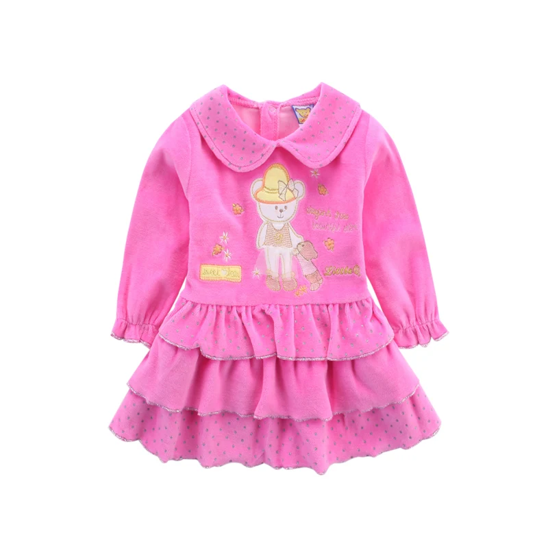 Детское велюровое платье с длинным рукавом до колена 4 шт./лот | Детская одежда и