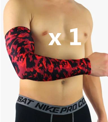 1 piece Red Компрессионная манжета на руку баскетбола MTB фиксатор для руки налокотники для велосипедистов Чехлы спортивные поддерживает митенки для налокотники Защита от УФ-лучей - Цвет: 1 piece Red