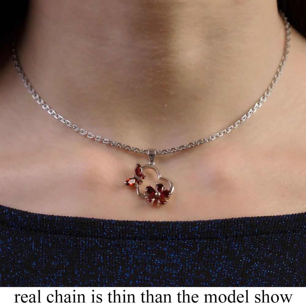 Женское ожерелье из серебра 100% пробы с натуральным гранатом|necklace silver pendant|necklaces