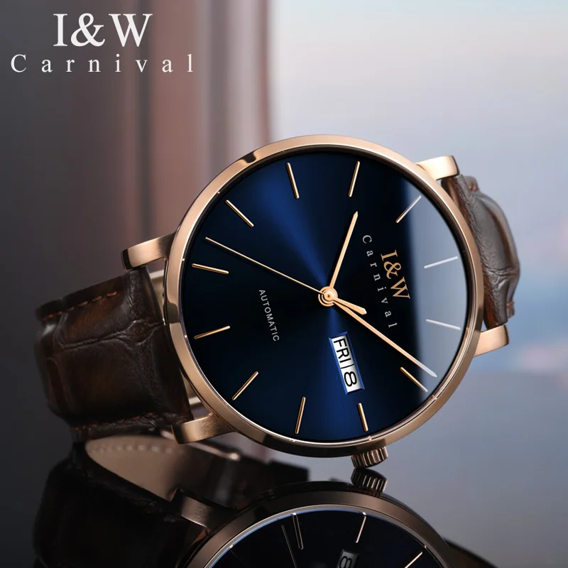 ICH &amp W 2018 Оригинал Herren Mechanische Uhren Carnival Japan Bewegung Automatische Watche Männer Ultra-Dünne 10 мм uhr re |