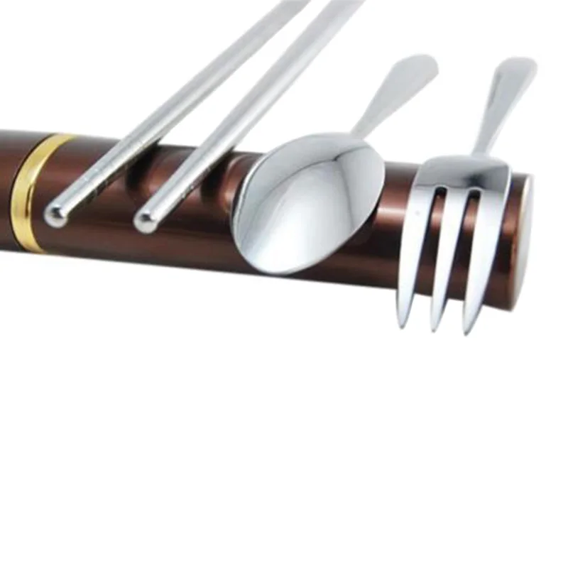 Портативный дорожный набор посуды из нержавеющей стали вилка ложки складные