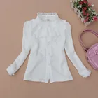 Шифоновая кружевная блузка для маленьких девочек 2-16 лет, на весну и осень, белая одежда, Детская школьная рубашка для девочек с длинным рукавом, детские топы JW0263, 2022